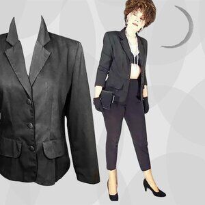 Black Tapered Blazer Jacket Minimalist Corporate Femme Fatale